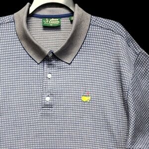 Vintage Masters Golf Polo‎ Shirt Mens XL Blue Pane Amen Corner Cotton Geometric